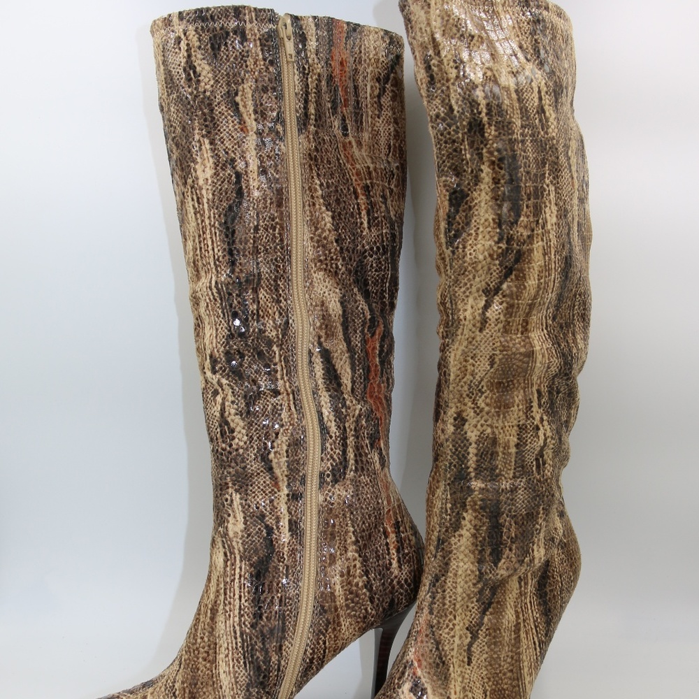 Faux Reptile Embossed Fabric Boots - Picture 2 of 4